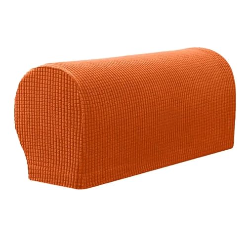 JTKSSCS Schonbezug Sofa 2 Stück einfarbige elastische Sofa-Armlehnenabdeckung, verdicken, bequem, staubdicht, Spandex-Stretch-Schutz(Orange) von JTKSSCS