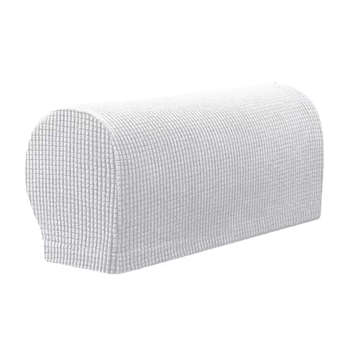 JTKSSCS Schonbezug Sofa 2 Stück einfarbige elastische Sofa-Armlehnenabdeckung, verdicken, bequem, staubdicht, Spandex-Stretch-Schutz(White) von JTKSSCS
