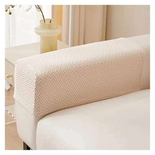 JTKSSCS Schonbezug Sofa 2 Stück geometrische Twill Jacquard Stretch Fleece Armlehnenbezüge for Sofa(Beige) von JTKSSCS