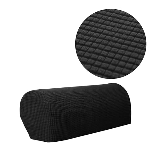 JTKSSCS Schonbezug Sofa 2 Teile/Satz Sofa Armlehne Abdeckungen Fleece Stretchy Stuhl Couch Arm Protector Stretch(Black) von JTKSSCS