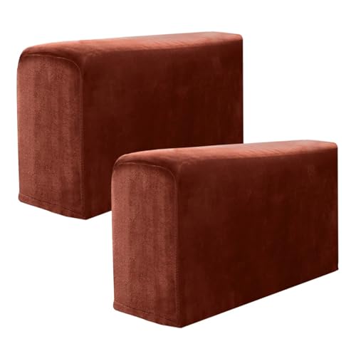 JTKSSCS Schonbezug Sofa 2Pcs Armlehnenbezüge Universal Sessel rutschfeste Sofa Protector Samt Weiche Warme Couch Rest Verdickt(Coffee) von JTKSSCS