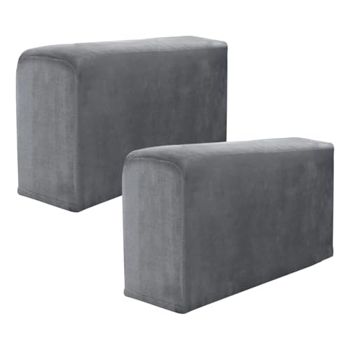 JTKSSCS Schonbezug Sofa 2Pcs Armlehnenbezüge Universal Sessel rutschfeste Sofa Protector Samt Weiche Warme Couch Rest Verdickt(Dark Grey) von JTKSSCS