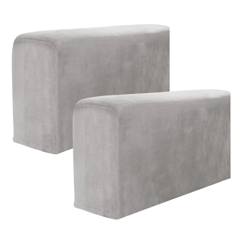 JTKSSCS Schonbezug Sofa 2Pcs Armlehnenbezüge Universal Sessel rutschfeste Sofa Protector Samt Weiche Warme Couch Rest Verdickt(Light Grey) von JTKSSCS