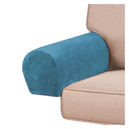 JTKSSCS Schonbezug Sofa Samt Stretch Elastische Armlehne Abdeckung Volle Abdeckung Sofa Arm Protector Weiche Anti-Rutsch Stuhl Set(Blue) von JTKSSCS