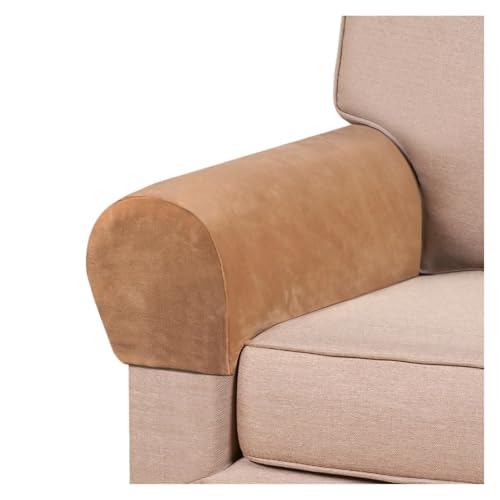 JTKSSCS Schonbezug Sofa Samt Stretch Elastische Armlehne Abdeckung Volle Abdeckung Sofa Arm Protector Weiche Anti-Rutsch Stuhl Set(Brown) von JTKSSCS