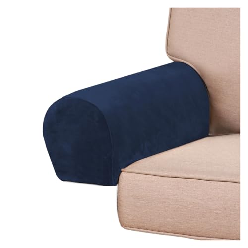 JTKSSCS Schonbezug Sofa Samt Stretch Elastische Armlehne Abdeckung Volle Abdeckung Sofa Arm Protector Weiche Anti-Rutsch Stuhl Set(Dark Blue) von JTKSSCS