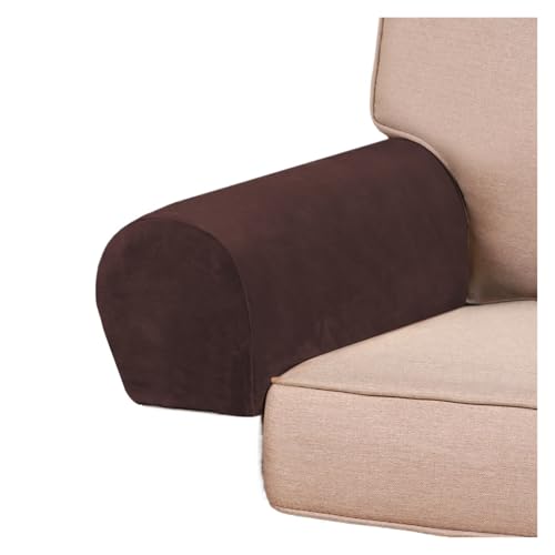 JTKSSCS Schonbezug Sofa Samt Stretch Elastische Armlehne Abdeckung Volle Abdeckung Sofa Arm Protector Weiche Anti-Rutsch Stuhl Set(Dark Brown) von JTKSSCS