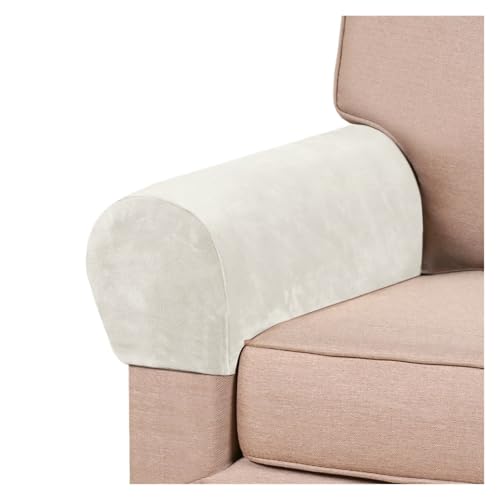 JTKSSCS Schonbezug Sofa Samt Stretch Elastische Armlehne Abdeckung Volle Abdeckung Sofa Arm Protector Weiche Anti-Rutsch Stuhl Set(Ivory) von JTKSSCS