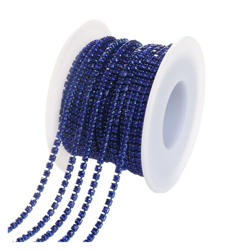 JTKSSCS Strassband 1/10Yard Rhinestone Chain Glitter Crystal Sew On Glue On Rhinestones for Clothes DIY Garment Accessories Trim Cup Chain(Capri Blue,10 Yards_SS6 2MM) von JTKSSCS