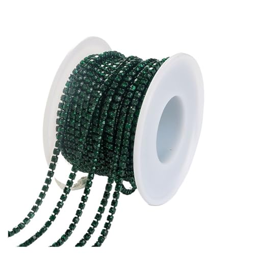 JTKSSCS Strassband 1/10Yard Rhinestone Chain Glitter Crystal Sew On Glue On Rhinestones for Clothes DIY Garment Accessories Trim Cup Chain(Emerald,10 Yards_SS6 2MM) von JTKSSCS