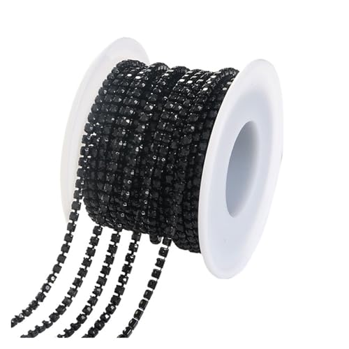 JTKSSCS Strassband 1/10Yard Rhinestone Chain Glitter Crystal Sew On Glue On Rhinestones for Clothes DIY Garment Accessories Trim Cup Chain(Jet,1 Yard_SS6 2MM) von JTKSSCS