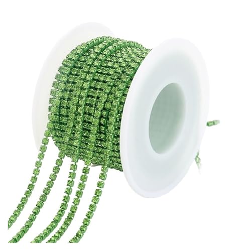 JTKSSCS Strassband 1/10Yard Rhinestone Chain Glitter Crystal Sew On Glue On Rhinestones for Clothes DIY Garment Accessories Trim Cup Chain(Peridot,10 Yards_SS8 2.5MM) von JTKSSCS