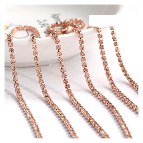 JTKSSCS Strassband 1 Meter Diamantfarbe eingelegte Diamantkette Super Flash Multi-Color Kristall Diamantkette DIY Kleidung Tasche(Champagne,1METER_2.5MM) von JTKSSCS