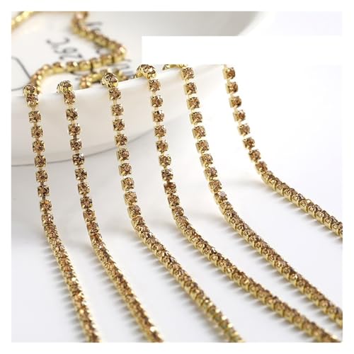 JTKSSCS Strassband 1 Meter Diamantfarbe eingelegte Diamantkette Super Flash Multi-Color Kristall Diamantkette DIY Kleidung Tasche(Crystal Yellow,1METER_2.5MM) von JTKSSCS