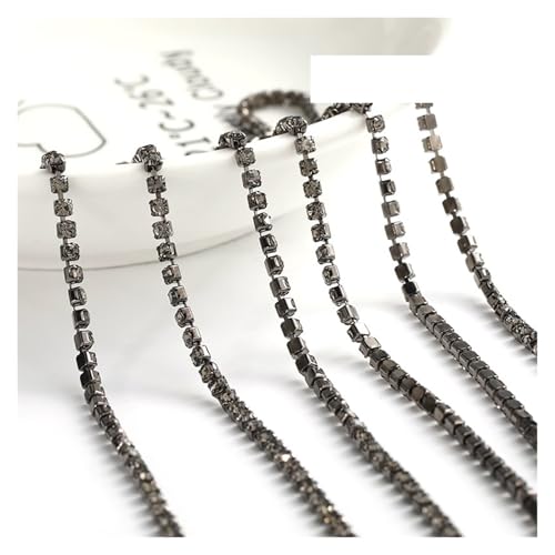 JTKSSCS Strassband 1 Meter Diamantfarbe eingelegte Diamantkette Super Flash Multi-Color Kristall Diamantkette DIY Kleidung Tasche(Gray,1METER_2MM) von JTKSSCS