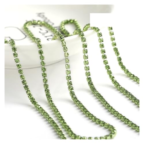 JTKSSCS Strassband 1 Meter Diamantfarbe eingelegte Diamantkette Super Flash Multi-Color Kristall Diamantkette DIY Kleidung Tasche(Light Green,1METER_2MM) von JTKSSCS