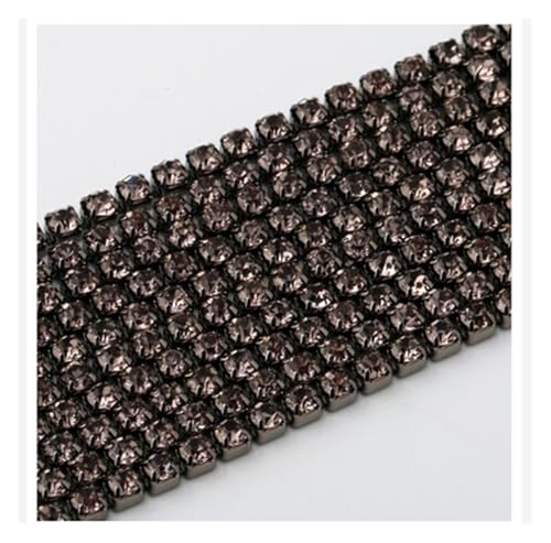 JTKSSCS Strassband 1 Yard/1,5 MM 19 Farben Glaskristall-Strasskette mit silberner Unterseite for Aufnähen auf Tassenketten for DIY-Kleidersäcke-Dekorationen(Black Bottom Gray) von JTKSSCS