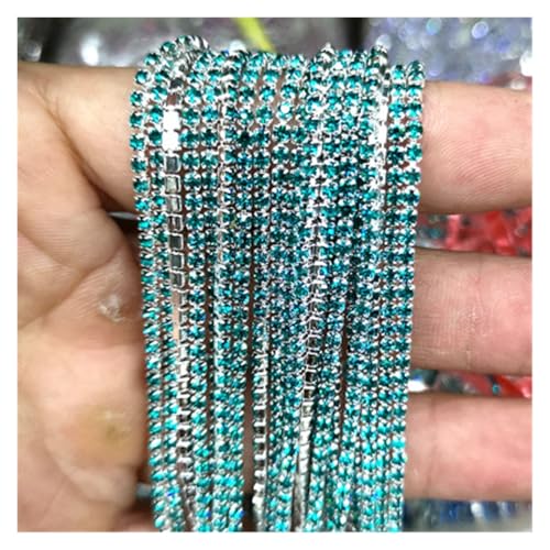 JTKSSCS Strassband 1 Yard/Stück 30 Farben Glaskristall-Strasskette mit silberner Unterseite for Aufnähen auf Tassenketten for DIY-Kleidersäcke-Dekorationen(Malachite Green,3mm) von JTKSSCS