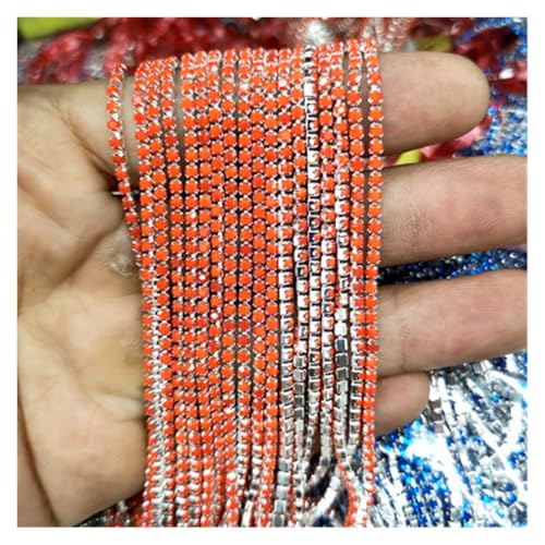 JTKSSCS Strassband 1 Yard/Stück 30 Farben Glaskristall-Strasskette mit silberner Unterseite for Aufnähen auf Tassenketten for DIY-Kleidersäcke-Dekorationen(Porcelain red,2.8mm) von JTKSSCS