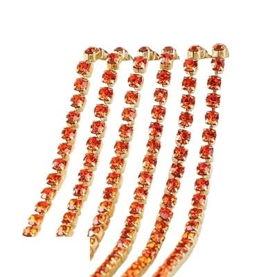 JTKSSCS Strassband 3 Yards/Stück 17 Farben Glaskristall-Strasskette mit Goldener Unterseite for Aufnähen auf Tassenketten for Selbernähen von Kleidungszubehör(Hyacinth,SS8(2.4mm)) von JTKSSCS