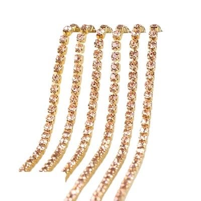 JTKSSCS Strassband 3 Yards/Stück 17 Farben Glaskristall-Strasskette mit Goldener Unterseite for Aufnähen auf Tassenketten for Selbernähen von Kleidungszubehör(Lt Peach,SS8(2.4mm)) von JTKSSCS