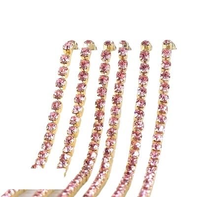 JTKSSCS Strassband 3 Yards/Stück 17 Farben Glaskristall-Strasskette mit Goldener Unterseite for Aufnähen auf Tassenketten for Selbernähen von Kleidungszubehör(Lt Rose,SS8(2.4mm)) von JTKSSCS