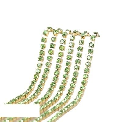 JTKSSCS Strassband 3 Yards/Stück 17 Farben Glaskristall-Strasskette mit Goldener Unterseite for Aufnähen auf Tassenketten for Selbernähen von Kleidungszubehör(Peridot,SS10(2.8mm)) von JTKSSCS