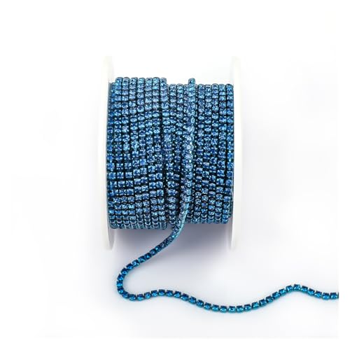 JTKSSCS Strassband Arrival Colorful Rhinestone Chains Dense Fancy Chain Apparel Sewing Glass Rhinestone Cup Chain with Colorful Base(Blue Zircon,SS8(2.5mm)-10yards) von JTKSSCS