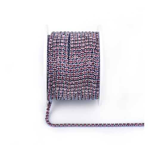 JTKSSCS Strassband Arrival Colorful Rhinestone Chains Dense Fancy Chain Apparel Sewing Glass Rhinestone Cup Chain with Colorful Base(Lt Amethyst,SS6(2mm)-10yards) von JTKSSCS