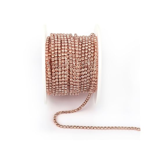 JTKSSCS Strassband Arrival Colorful Rhinestone Chains Dense Fancy Chain Apparel Sewing Glass Rhinestone Cup Chain with Colorful Base(Peach,SS12(3mm)-5yards) von JTKSSCS