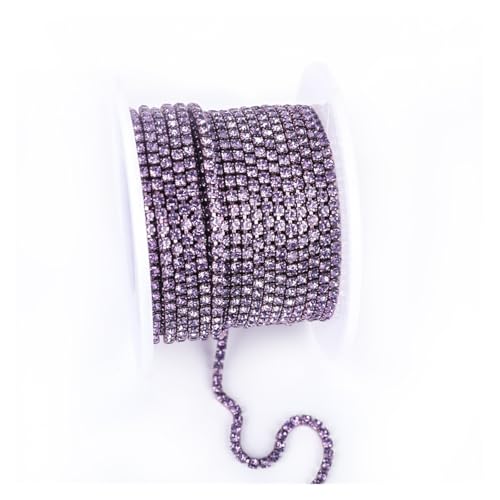 JTKSSCS Strassband Arrival Colorful Rhinestone Chains Dense Fancy Chain Apparel Sewing Glass Rhinestone Cup Chain with Colorful Base(Violet,SS12(3mm)-10yards) von JTKSSCS