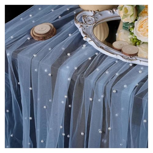 JTKSSCS Tischläufer 1PCS/4PCS 75 * 300CM Hochzeit Peral Tüll Tisch Läufer 10FT Sheer Voile Esstisch Dekoration(Blue,75X300CM_4PCS) von JTKSSCS