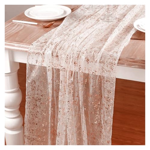 JTKSSCS Tischläufer 200x70CM Soft Sparkle Metallic Gold Tischläufer Sheer Golden Sequin GlitterFoil(Color 01) von JTKSSCS