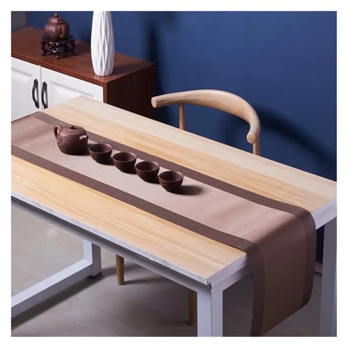 JTKSSCS Tischläufer Hitzebeständiger Tischläufer, Gewebte Vinyl-Langtischplatte, rutschfeste Waschbare PVC-Tischläufer(Coffee,30X200CM_Other) von JTKSSCS
