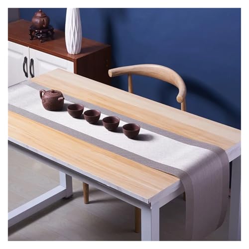 JTKSSCS Tischläufer Hitzebeständiger Tischläufer, Gewebte Vinyl-Langtischplatte, rutschfeste Waschbare PVC-Tischläufer(Light Grey,30X135CM_Other) von JTKSSCS