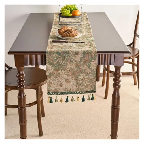 JTKSSCS Tischläufer Ländlichen Stil Tischläufer Ölgemälde Jacquard Tischdecke Läufer Schrank Lange Tisch Einstellung(Color11,33x200cm) von JTKSSCS