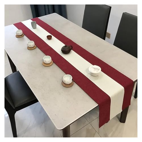 JTKSSCS Tischläufer Leinen Tischläufer Modern Minimalist Tee Kunst Kommode Schal Tischdekoration Waschbar(Color 02,150x33cm 59x13inch) von JTKSSCS