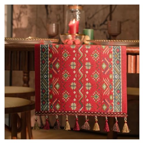 JTKSSCS Tischläufer Pflanze Blume Tisch Läufer Mit Quasten Jacquard Wohnzimmer Schrank Abdeckung Küche Esszimmer(Color 02,35x160cm) von JTKSSCS