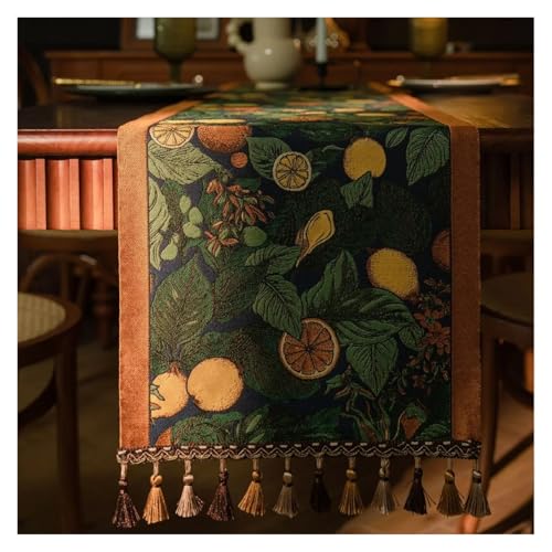 JTKSSCS Tischläufer Pflanze Blume Tisch Läufer Mit Quasten Jacquard Wohnzimmer Schrank Abdeckung Küche Esszimmer(Color 03,35x120cm) von JTKSSCS