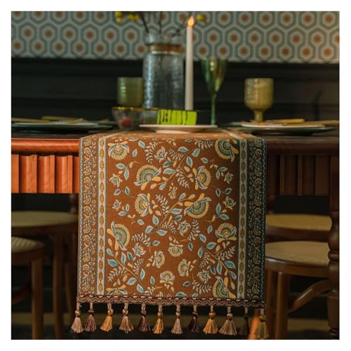 JTKSSCS Tischläufer Pflanze Blume Tisch Läufer Mit Quasten Jacquard Wohnzimmer Schrank Abdeckung Küche Esszimmer(Color 04,35x160cm) von JTKSSCS
