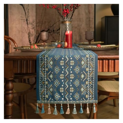 JTKSSCS Tischläufer Pflanze Blume Tisch Läufer Mit Quasten Jacquard Wohnzimmer Schrank Abdeckung Küche Esszimmer(Color 06,35x200cm) von JTKSSCS