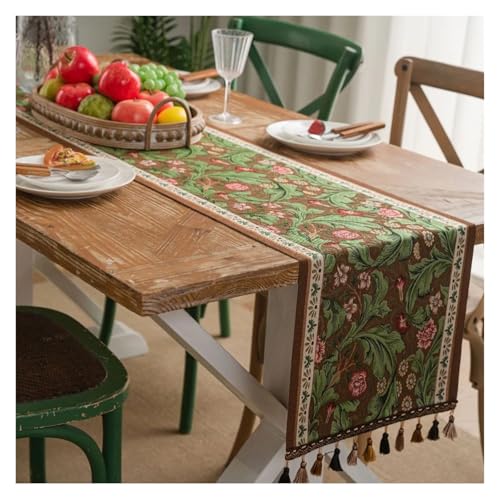 JTKSSCS Tischläufer Pflanze Blume Tisch Läufer Mit Quasten Jacquard Wohnzimmer Schrank Abdeckung Küche Esszimmer(Color 08,35x160cm) von JTKSSCS