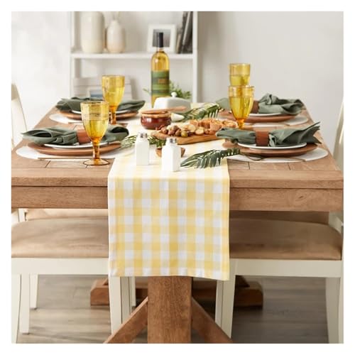 JTKSSCS Tischläufer Polyester Check Tischläufer rot und weiß Karierte Tischdecke Familie Abendessen Karierte Tischdecke(40x180cm 16x71inch) von JTKSSCS