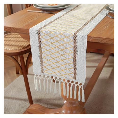 JTKSSCS Tischläufer Tischläufer Baumwolle Leinen Tischdekorationen Bauernhaus Tischläufer Hochzeit Brautdusche Rustikal(Color 01,30X160CM(11.8X63IN)_Jacquard) von JTKSSCS