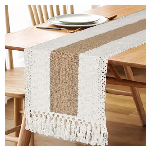 JTKSSCS Tischläufer Tischläufer Baumwolle Leinen Tischdekorationen Bauernhaus Tischläufer Hochzeit Brautdusche Rustikal(Color 06,30X160CM(11.8X63IN)_Jacquard) von JTKSSCS