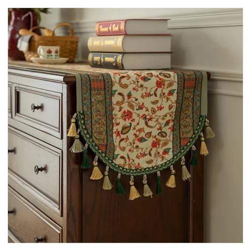 JTKSSCS Tischläufer Tischläufer Esstisch Teestube Schrankabdeckung Blumenquaste Retro Lange Tischdecke(Color 02,40x180cm) von JTKSSCS