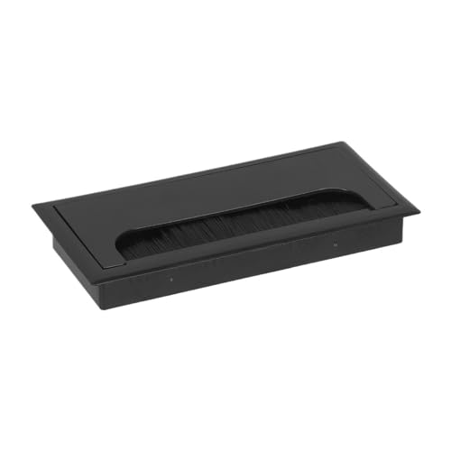 Kabeldurchführung Rechteckige Schreibtisch-Drahtlochabdeckung, Tischausgangsanschluss, Computer-PC-Schreibtisch, Kabeldurchführungslochhalter mit schwarzer Bürste, Kabel-Organizer(Black-80x160mm) von JTKSSCS