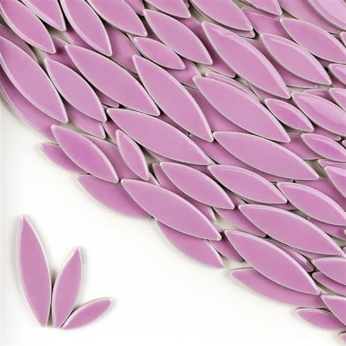 Mosaiksteine 100 g/3,5 oz Keramik-Mosaikfliesen aus Weidenblättern, DIY-Porzellan, blattförmige Fliese, 3 Größen, Mischung, 4 mm/0,15 Zoll Dicke, lanzettliche Fliesen(Purple) von JTKSSCS