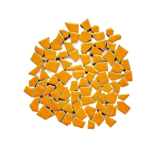 Mosaiksteine 100 g (ca. 25–30 Stück) Polygon-Porzellan-Mosaikfliesen, 5 mm dick, Materialien for die Herstellung von Keramikfliesen und Mosaiken for Selbermachen(Orange) von JTKSSCS