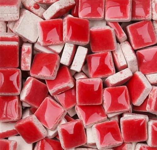 Mosaiksteine 100g DIY Keramik Mosaik Fliesen Glas Spiegel handgemachte Ornamente Fliesen Wand Handwerk bunte Kristalle for dekorative Materialien(Red) von JTKSSCS